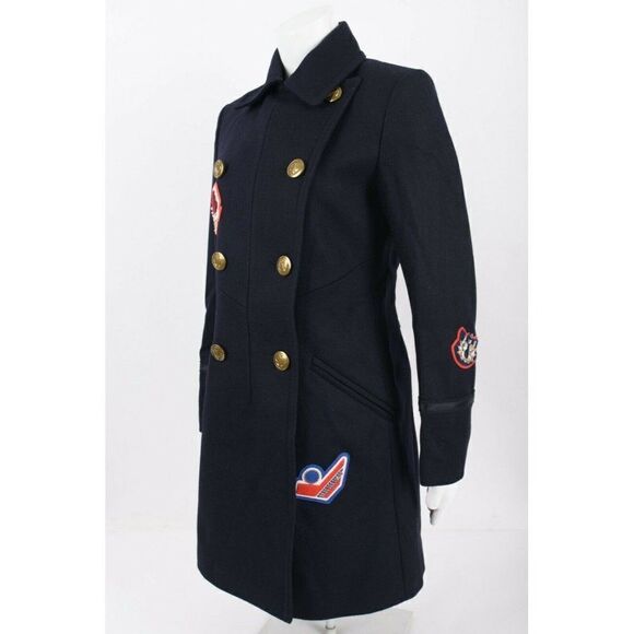 Coach Womens 1941 Naval Officer Pea Coat Navy Blue Double Breasted Patches Sz 2 - Picture 3 of 7